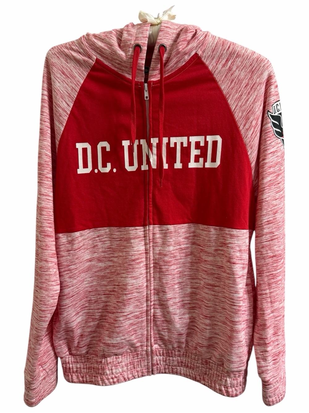 D.C. UNITED New Era Red MLS Logo Hoodie. Medium. Measurements in Pictures.
